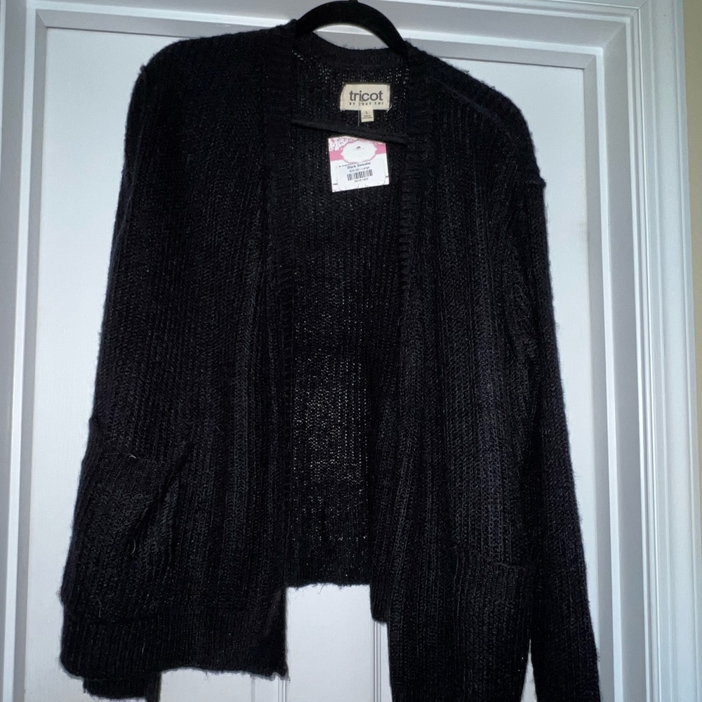 Tricot black chunky knit cardigan